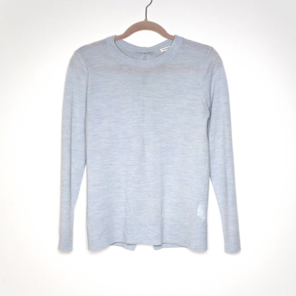 CLUB MONACO Sidone Bow Back Wool Sweater Crew Neck Melange Blue Women's S - Picture 4 of 12